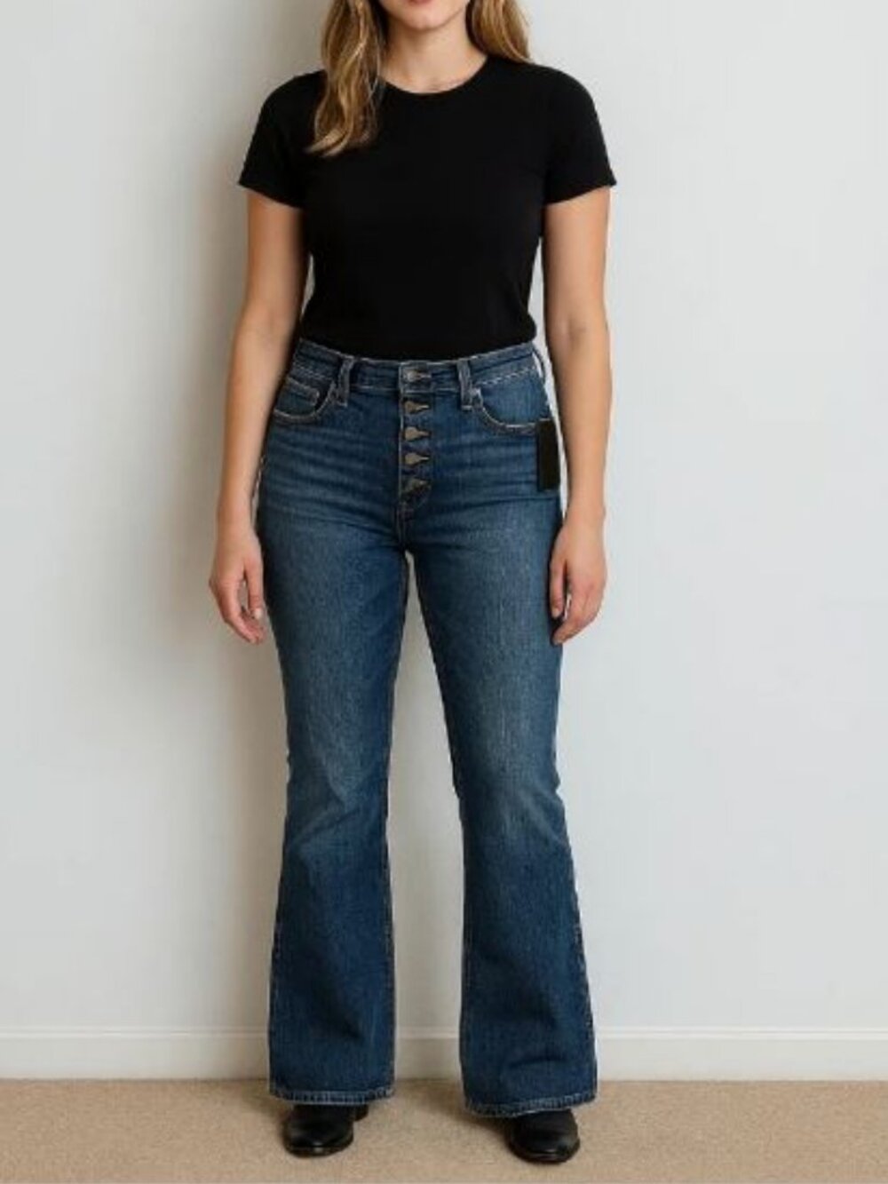 Ralph Lauren High-Rise Button Fly Ankle Flare Jeans